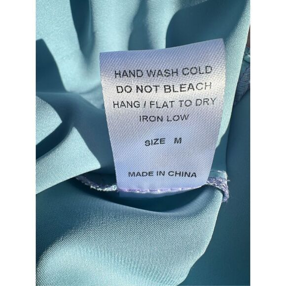 Anna Grace Satin‎ Midi Dress Turquoise Purple Lace Detail Adjustable Straps Size - Picture 11 of 11